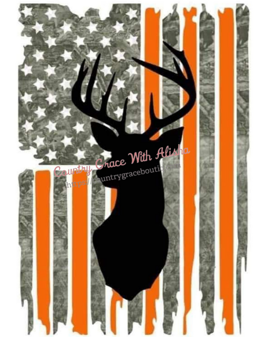 Deer Orange Flag Ready To Press Sublimation Transfer