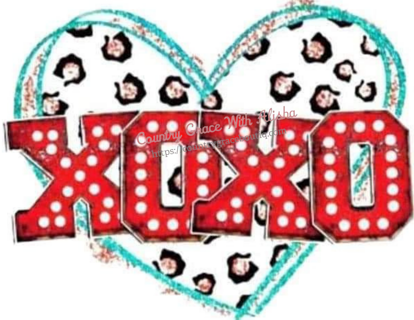 Valentines Day XOXO Heart Ready To Press Sublimation Transfer