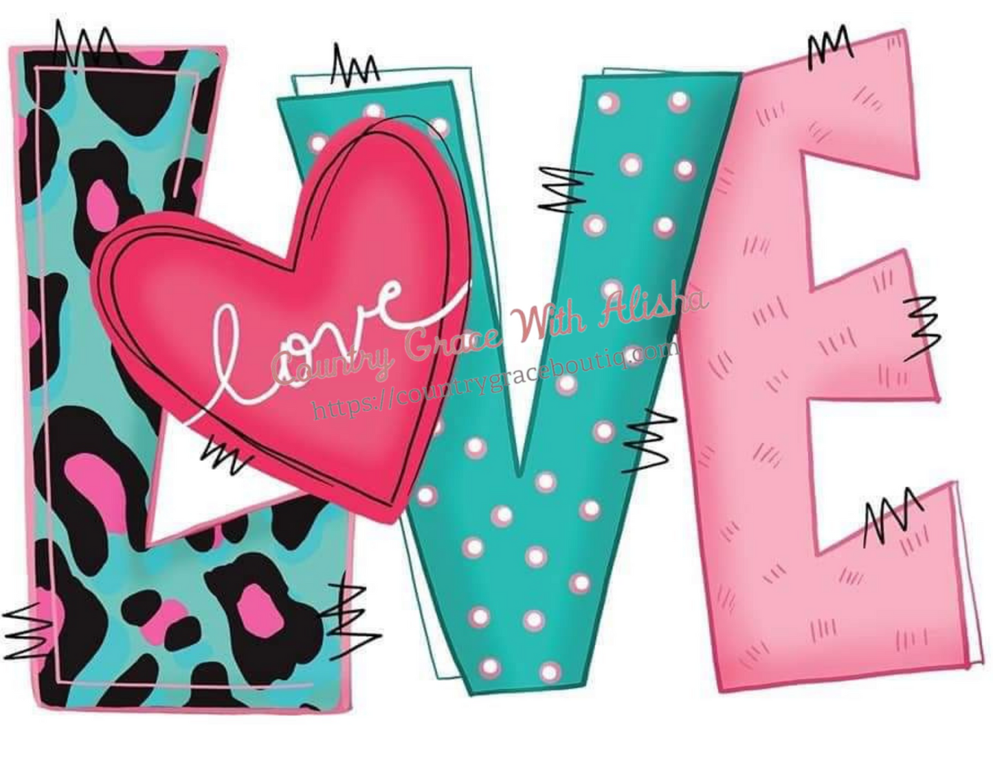 Valentines Day Love Leopard Ready To Press Sublimation Transfer