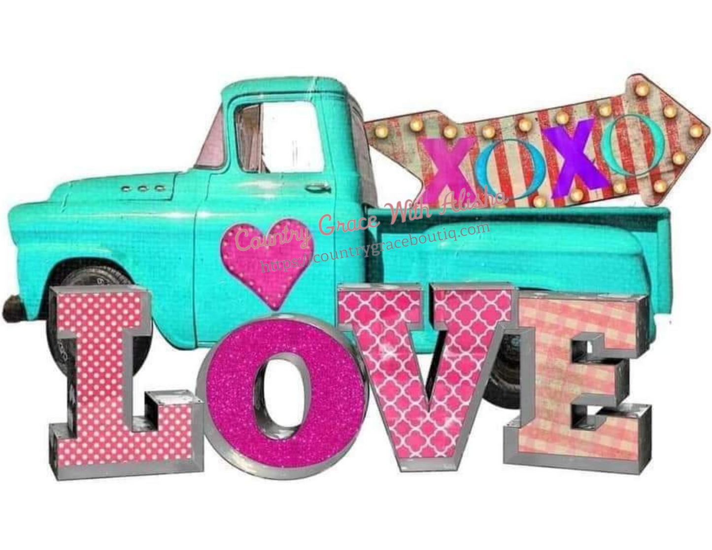 Valentines Day Old Truck Ready To Press Sublimation Transfer