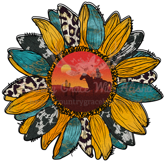 Cowboy Sunflower Ready To Press Sublimation Transfer
