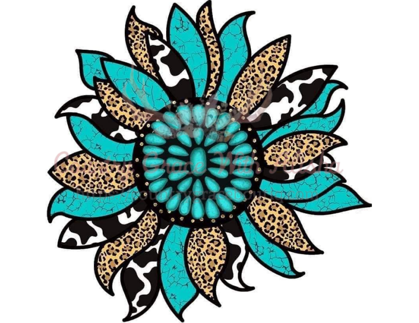 Turquoise Sunflower Ready To Press Sublimation Transfer