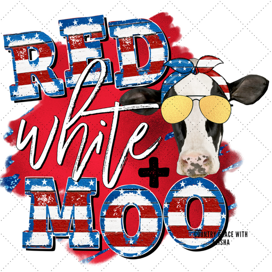 Red White And Moo Cow Ready to Press Sublimation Transfer