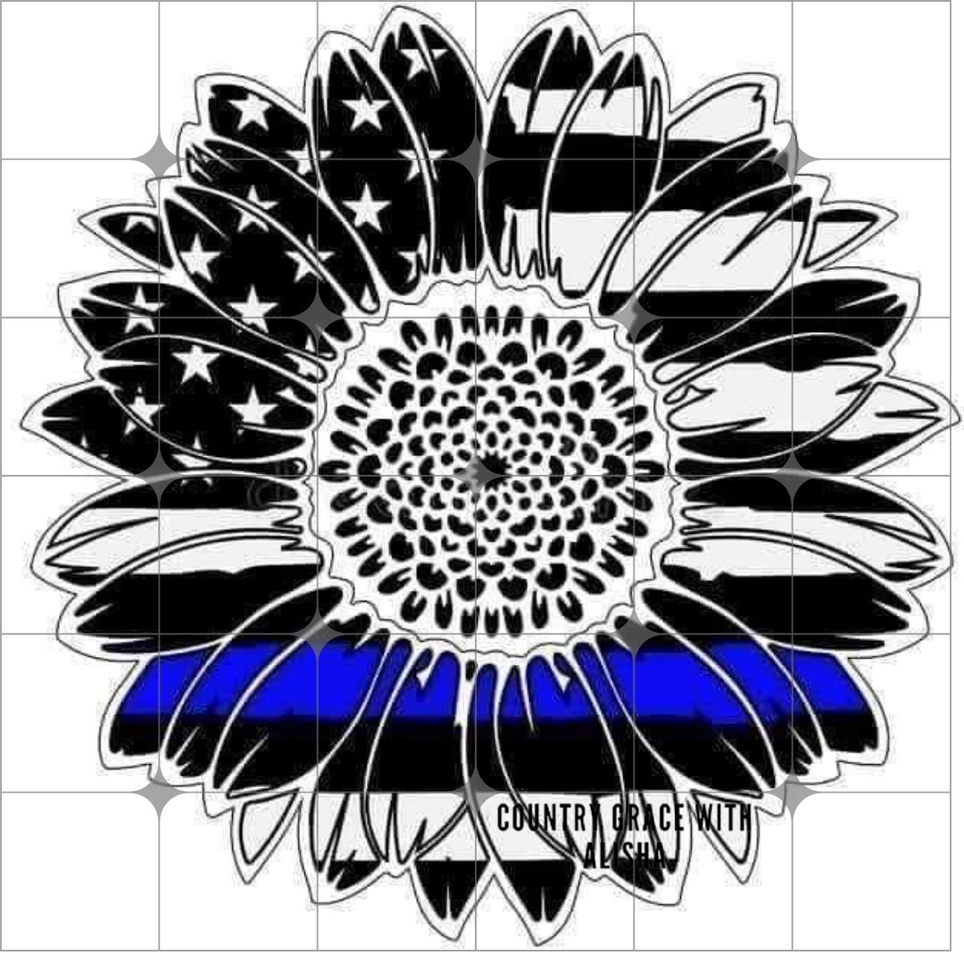 Police Flag Sunflower Ready to Press Sublimation Transfer