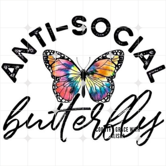 Anti Social Butterfly Ready to Press Sublimation Transfer