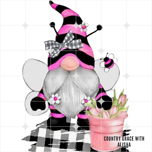 Pink Gnome Ready to Press Sublimation Transfer