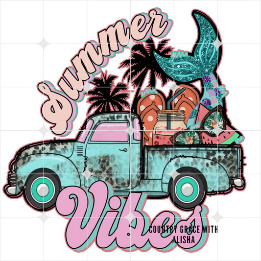 Summer Old Truck Ready to Press Sublimation Transfer