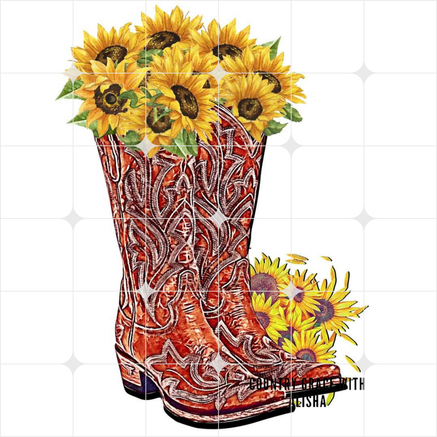 Western Boots Ready to Press Sublimation Transfer