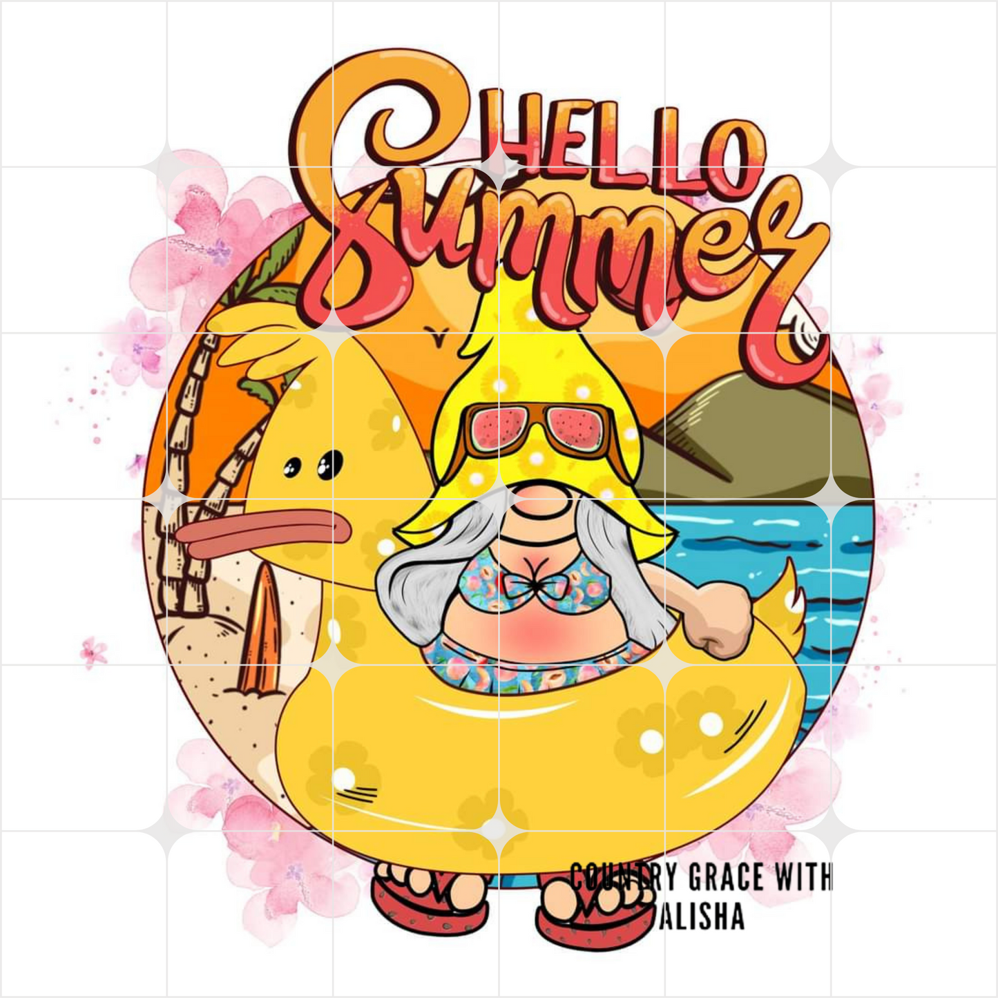 Hello Summer Gnome Ready to Press Sublimation Transfer
