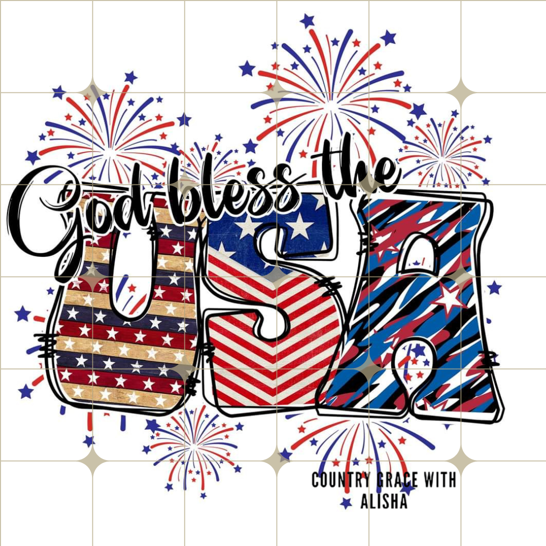 God Bless The USA Ready to Press Sublimation Transfer