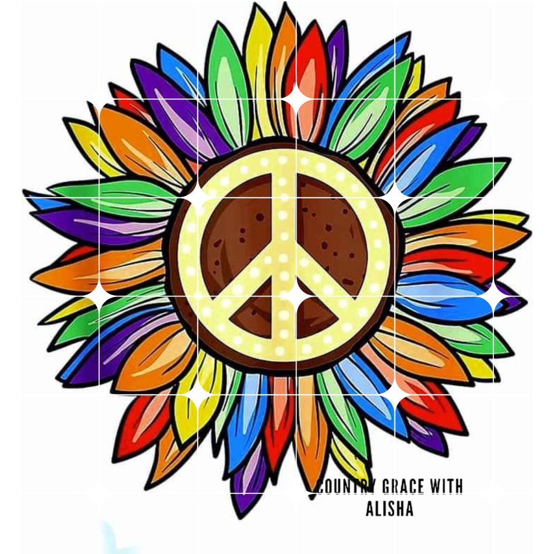 Peace Sign Sunflower Ready to Press Sublimation Transfer