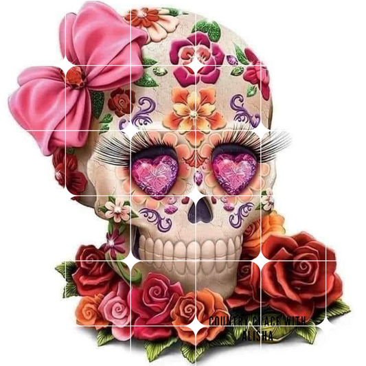 Sugar Skull Floral Ready to Press Sublimation Transfer