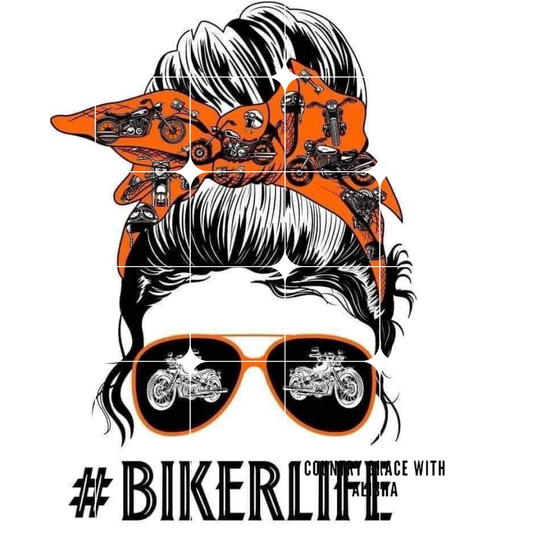 Biker Life Messy Bun Ready to Press Sublimation Transfer