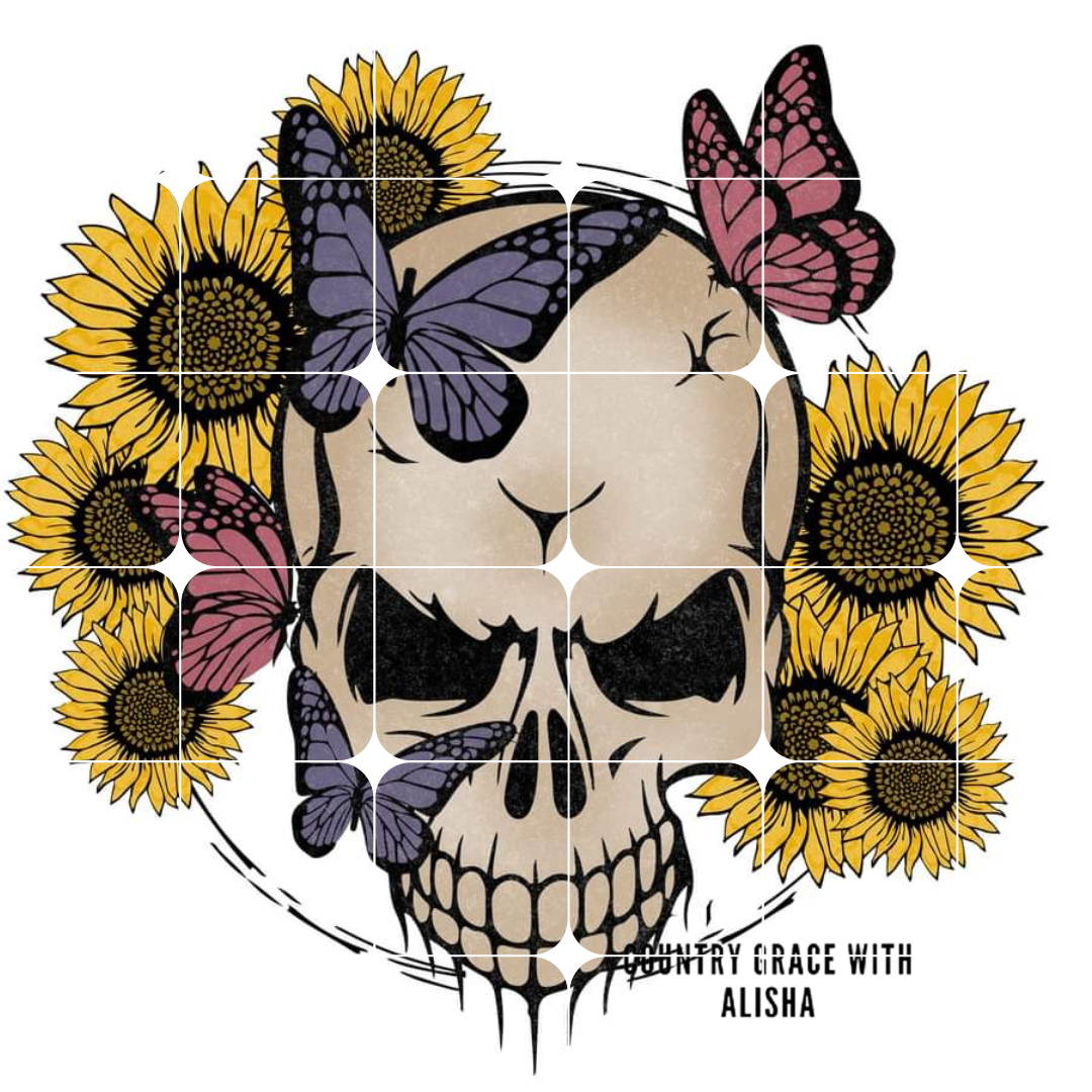 Skull Sunflower Ready to Press Sublimation Transfer