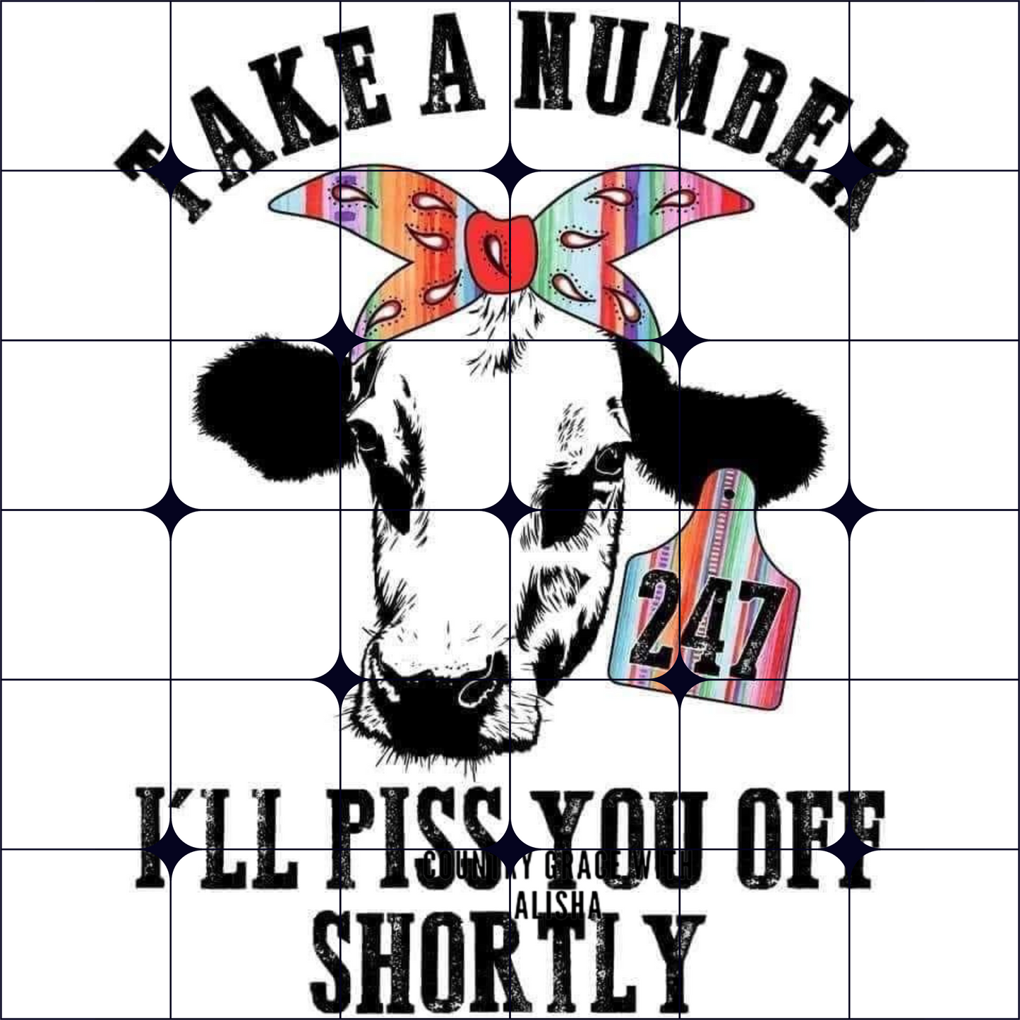 Take A Number Cow Ready to Press Sublimation Transfer