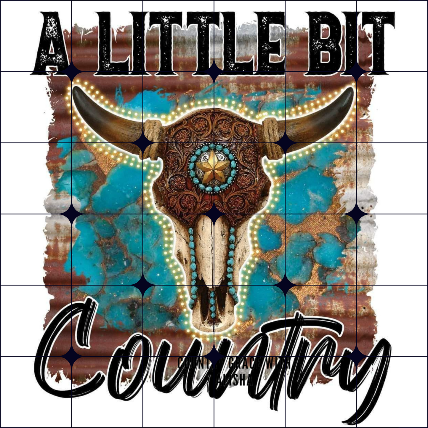 Little Bit Country Bull Skull Ready to Press Sublimation Transfer
