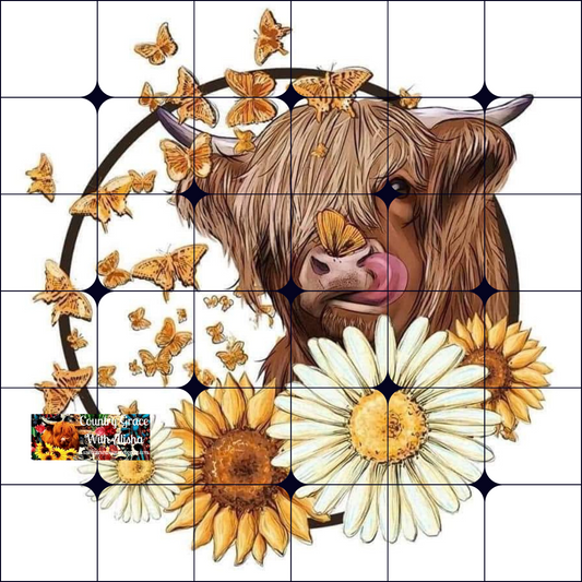 Floral Cow Ready to Press Sublimation Transfer