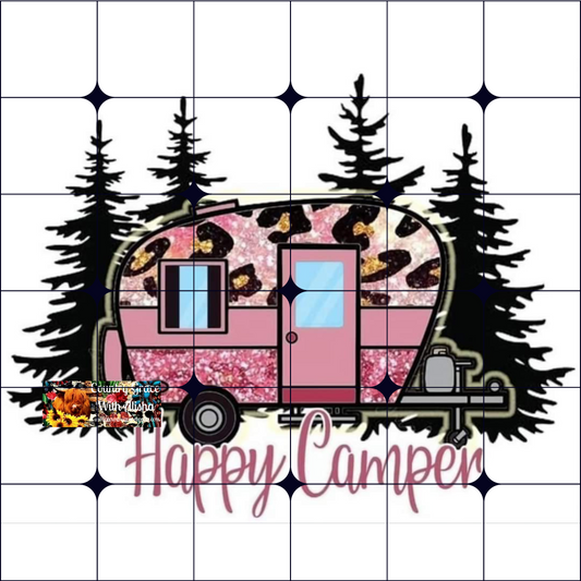 Happy Pink Camper Ready to Press Sublimation Transfer