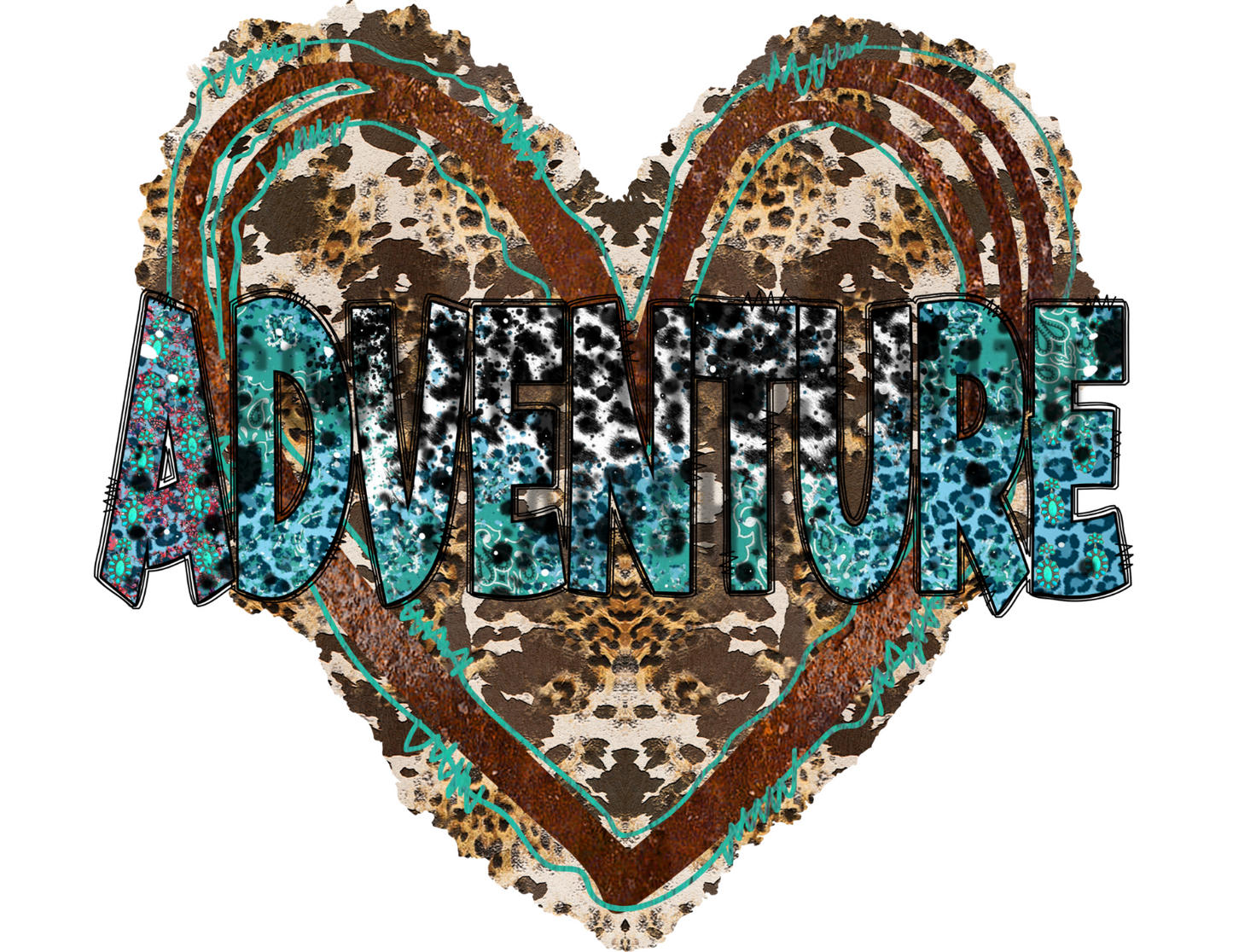 Adventure Western Heart Ready to Press Sublimation Transfer