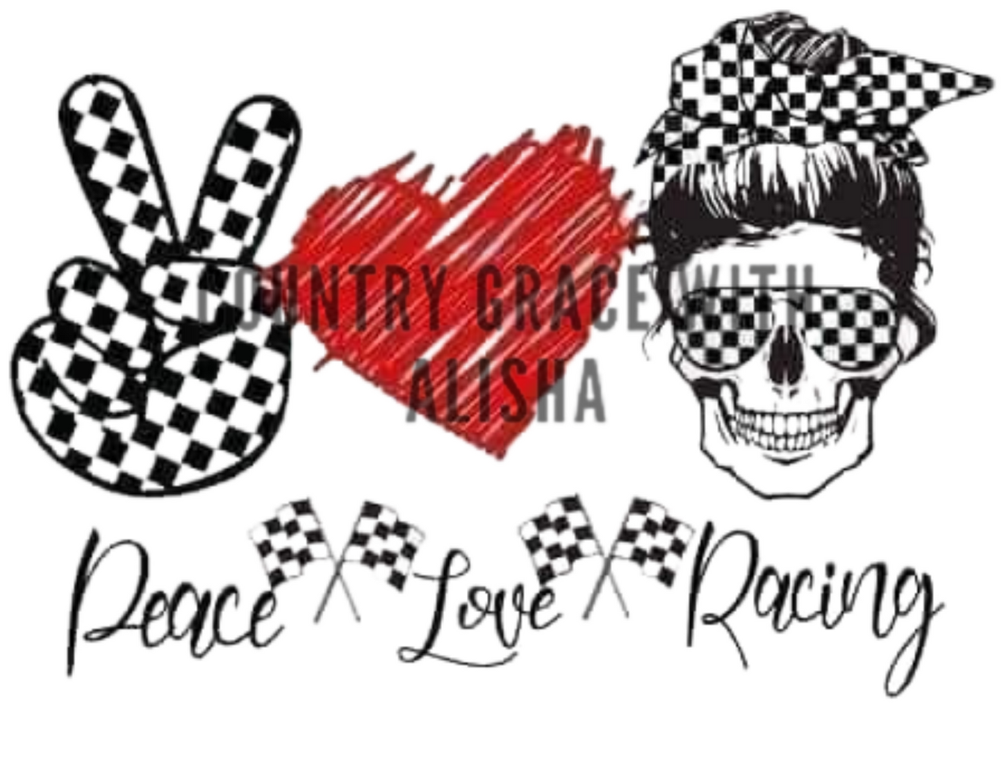 Peace Love Racing Ready to Press Sublimation Transfer