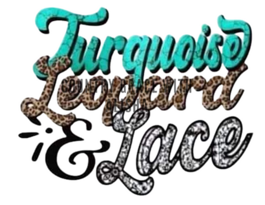 Turquoise Leopard Lace Ready to Press Sublimation Transfer