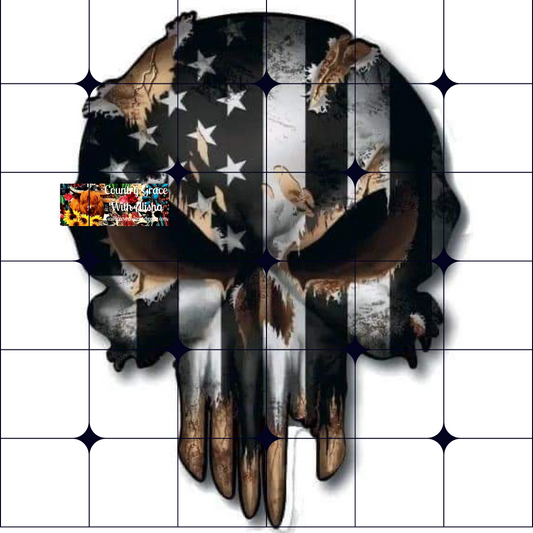 Flag Skull Ready to Press Sublimation Transfer