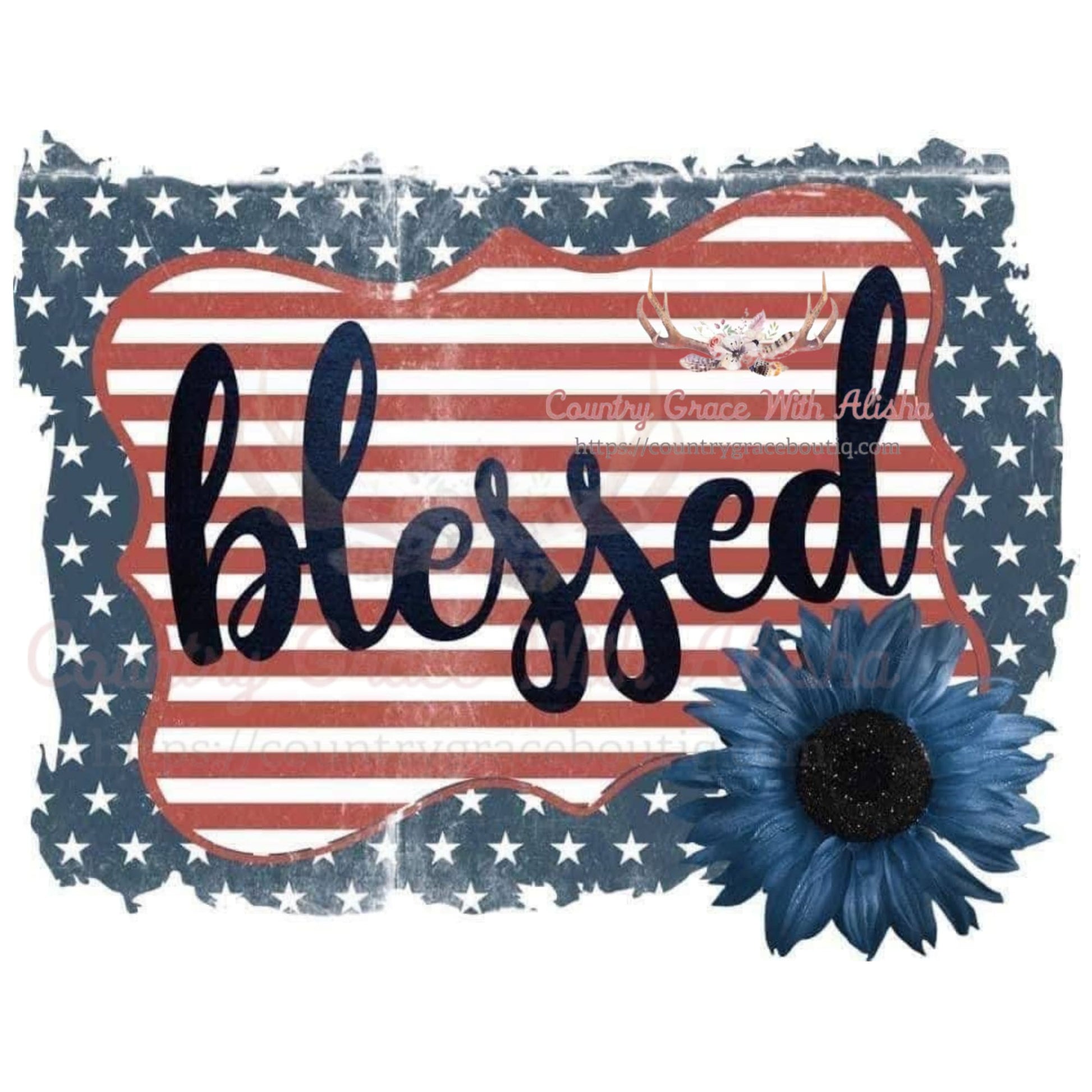 Blessed Flag Sublimation Transfer - Sub $1.50 Country Grace 