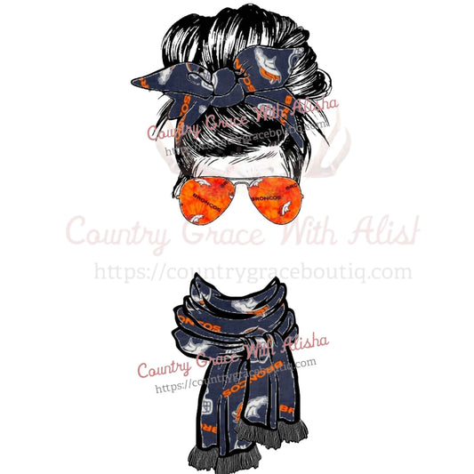 Broncos Messy Bun Scarf Sublimation Transfer - Sub $1.50 