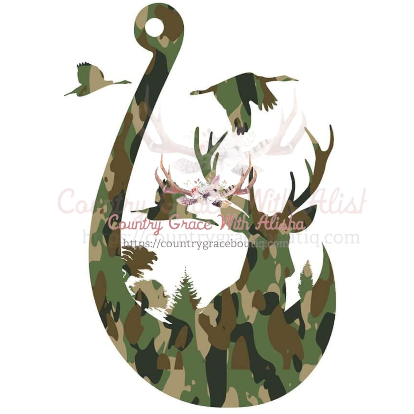 Camo Fish Hook Sublimation Transfer - Sub $1.50 Country 