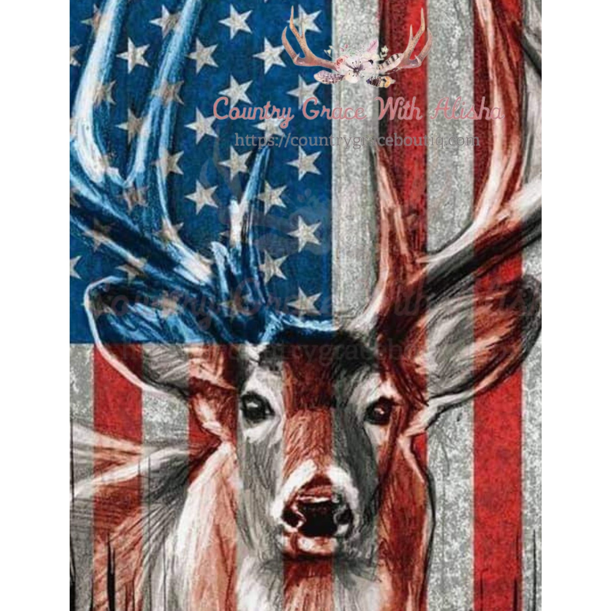 Deer Flag Sublimation Transfer - Sub $2 Country Grace With 