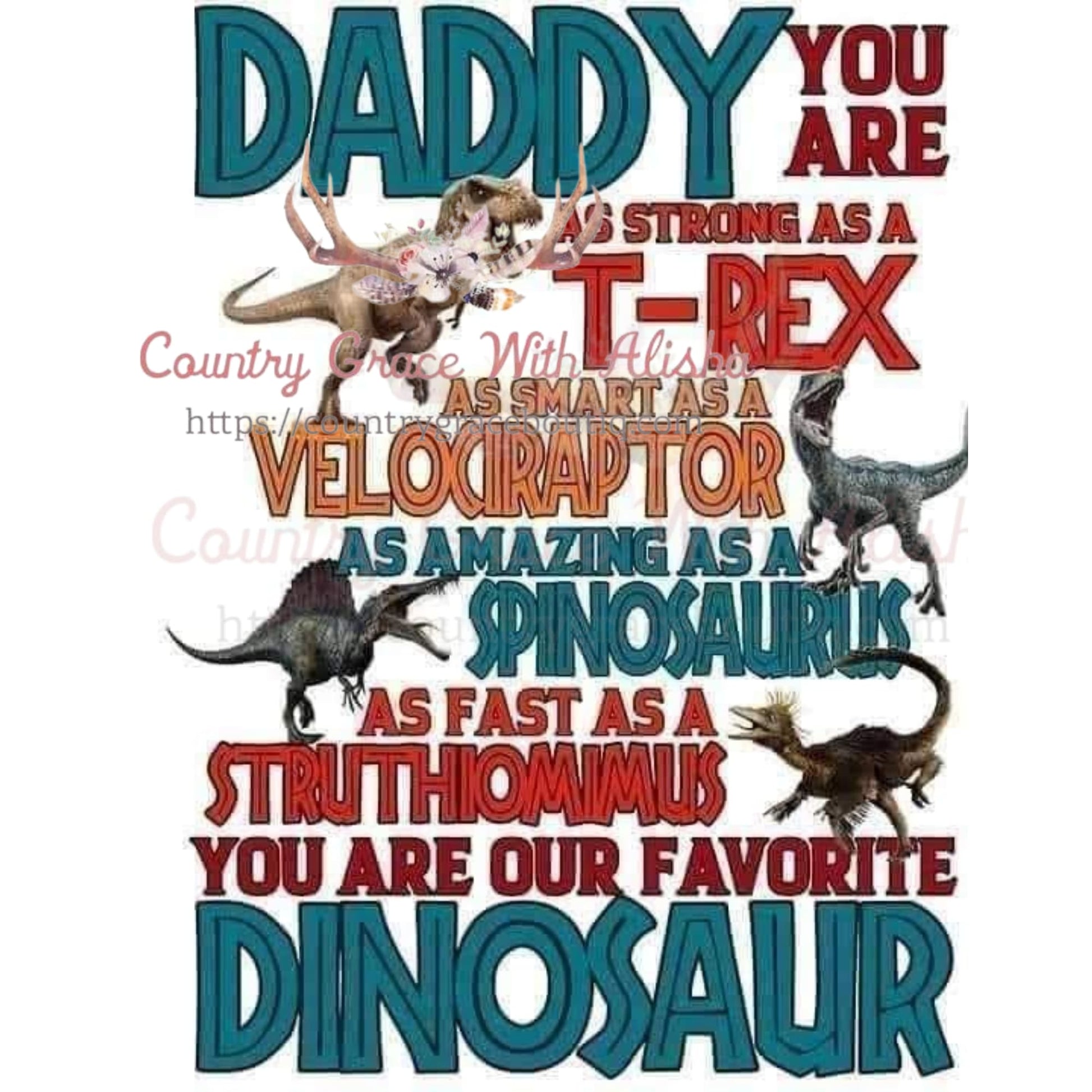 Dinosaur Dad Sublimation Transfer - Sub $1.50 Country Grace 