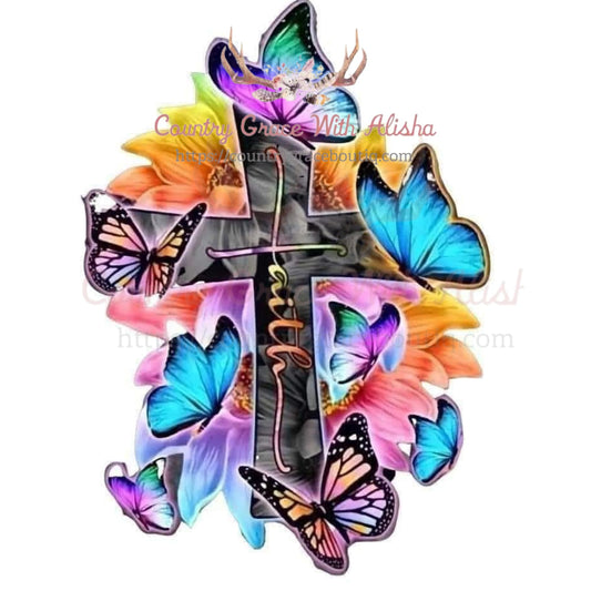 Faith Cross Butterfly Sublimation Transfer - Sub $1.50 