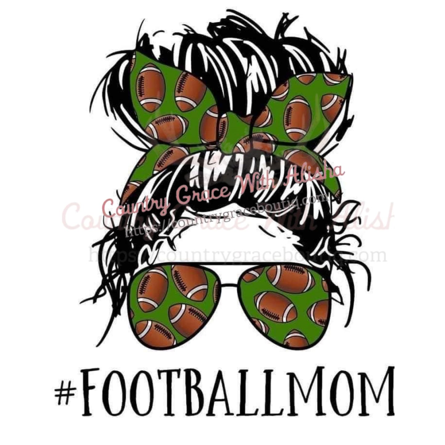 Football Mom Messy Bun Ready To Press Sublimation Transfer -