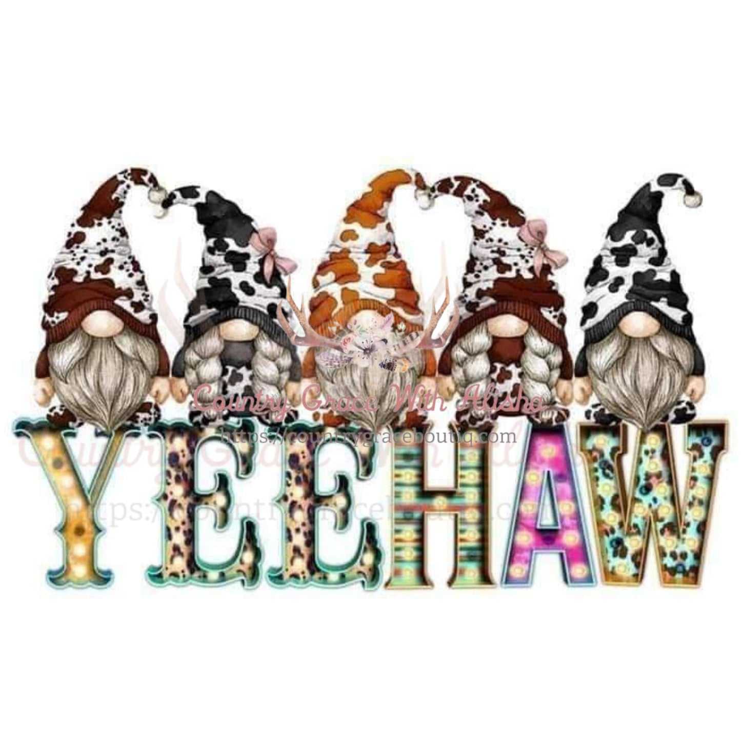 Gnome YeeHaw Sublimation Transfer - Sub $1.50 Country Grace 