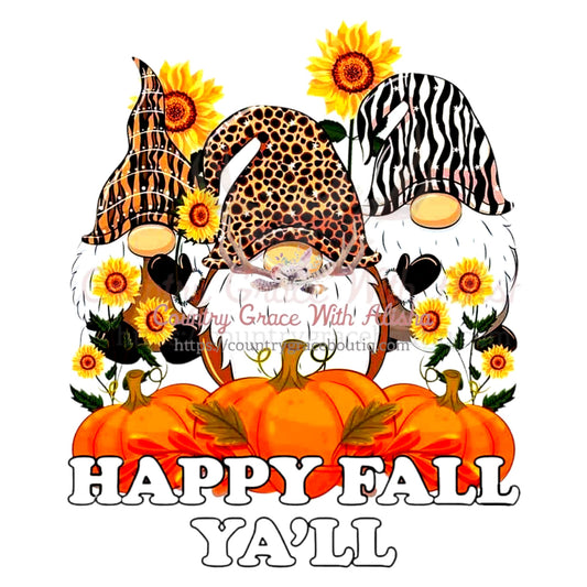 Happy Fall Yall Gnomes Sublimation Transfer - Sub $1.50 