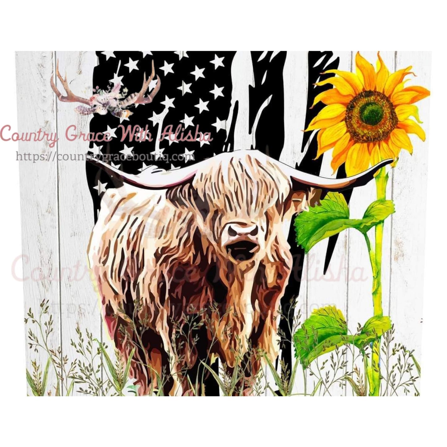 Highland Cow Flag Sublimation Transfer - Sub $1.50 Country 