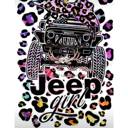 Jeep Girl Leopard Sublimation Transfer - Sub $1.50 Country 