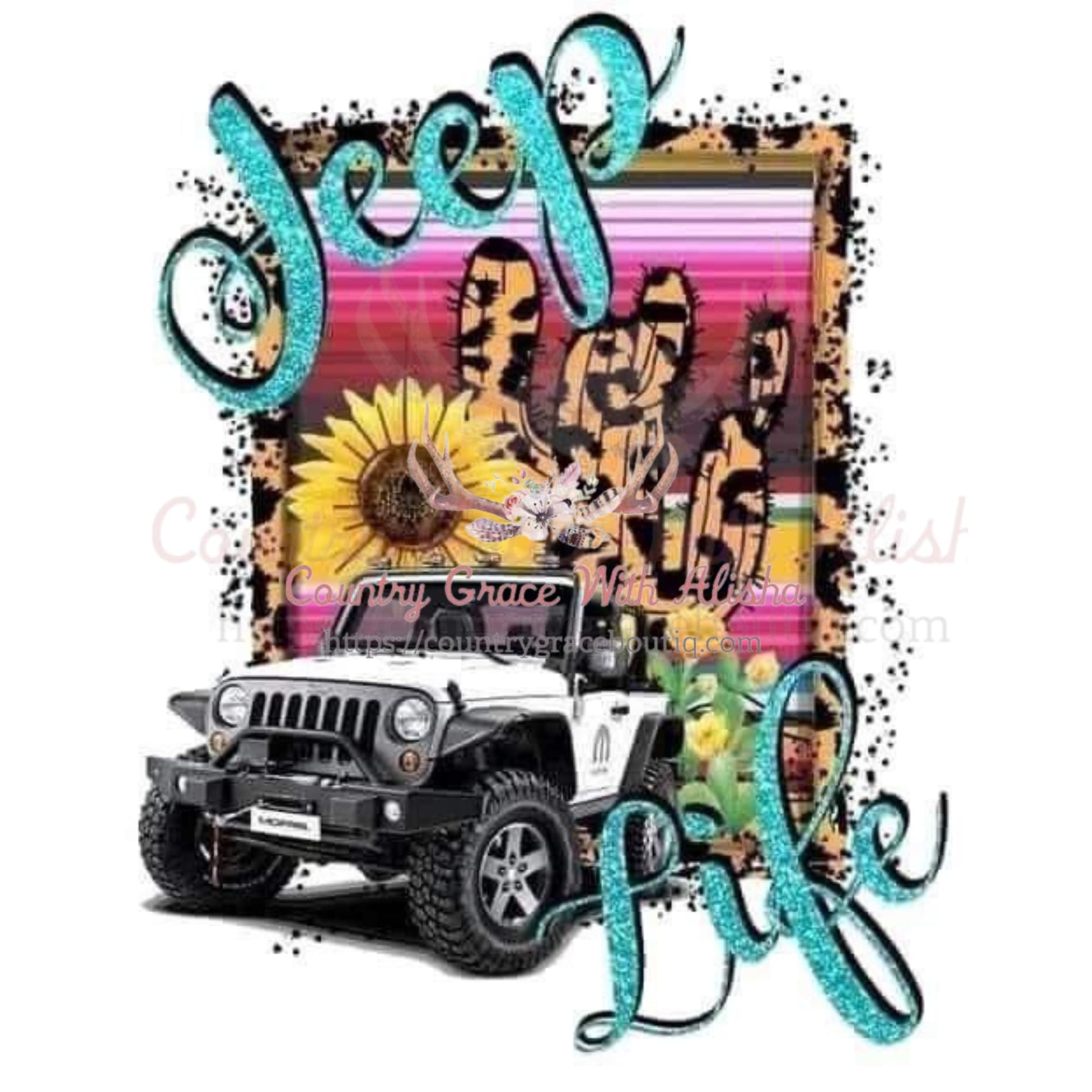 Jeep Life Cactus Sublimation Transfer - Sub $1.50 Country 