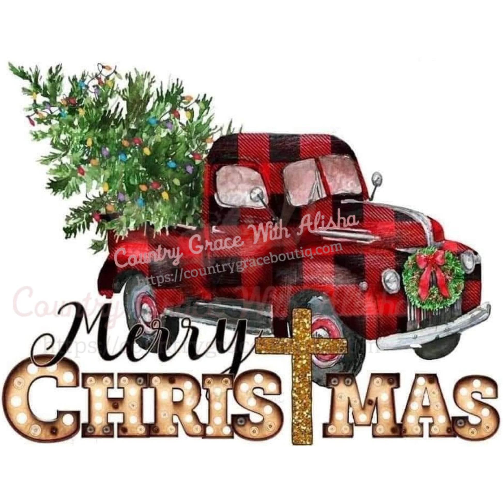 Merry Christmas Old Truck Ready To Press Sublimation 