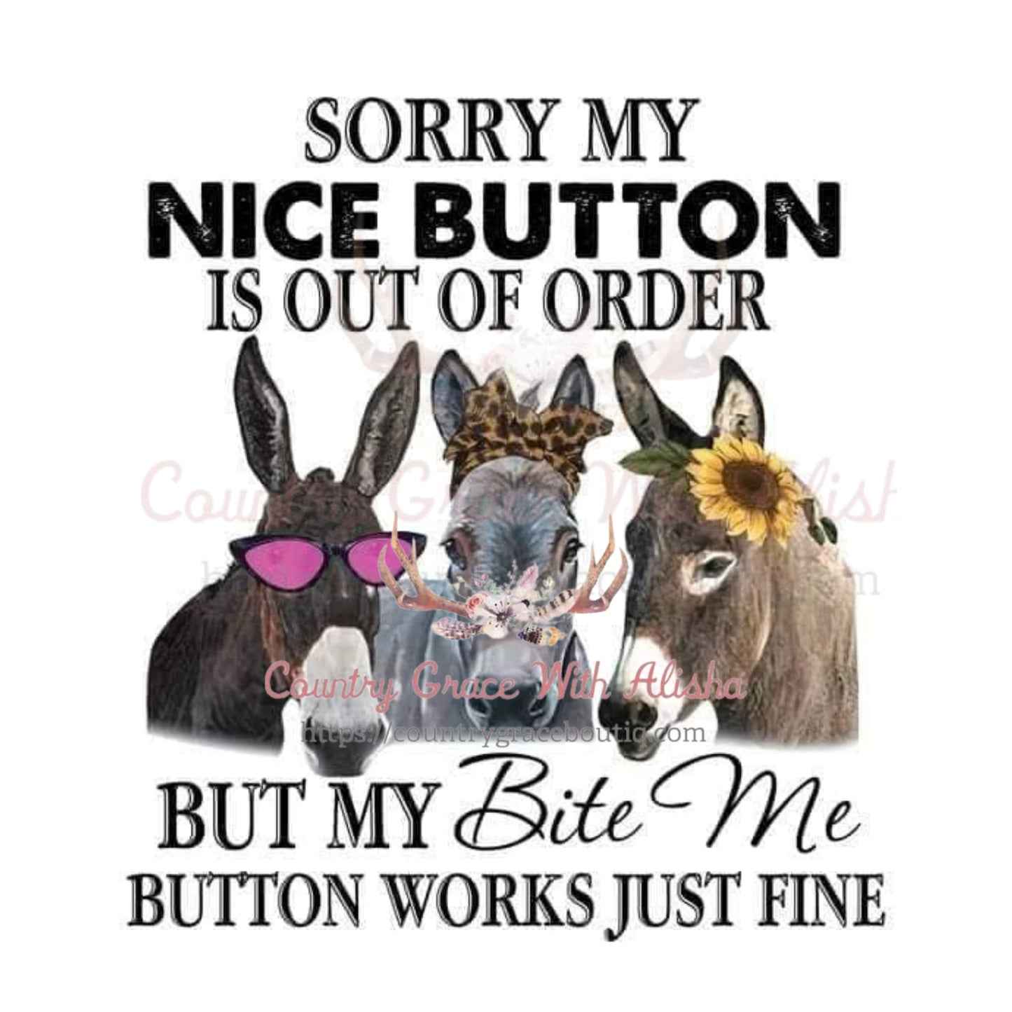 Nice Button Sublimation Transfer - Sub $1.50 Country Grace 
