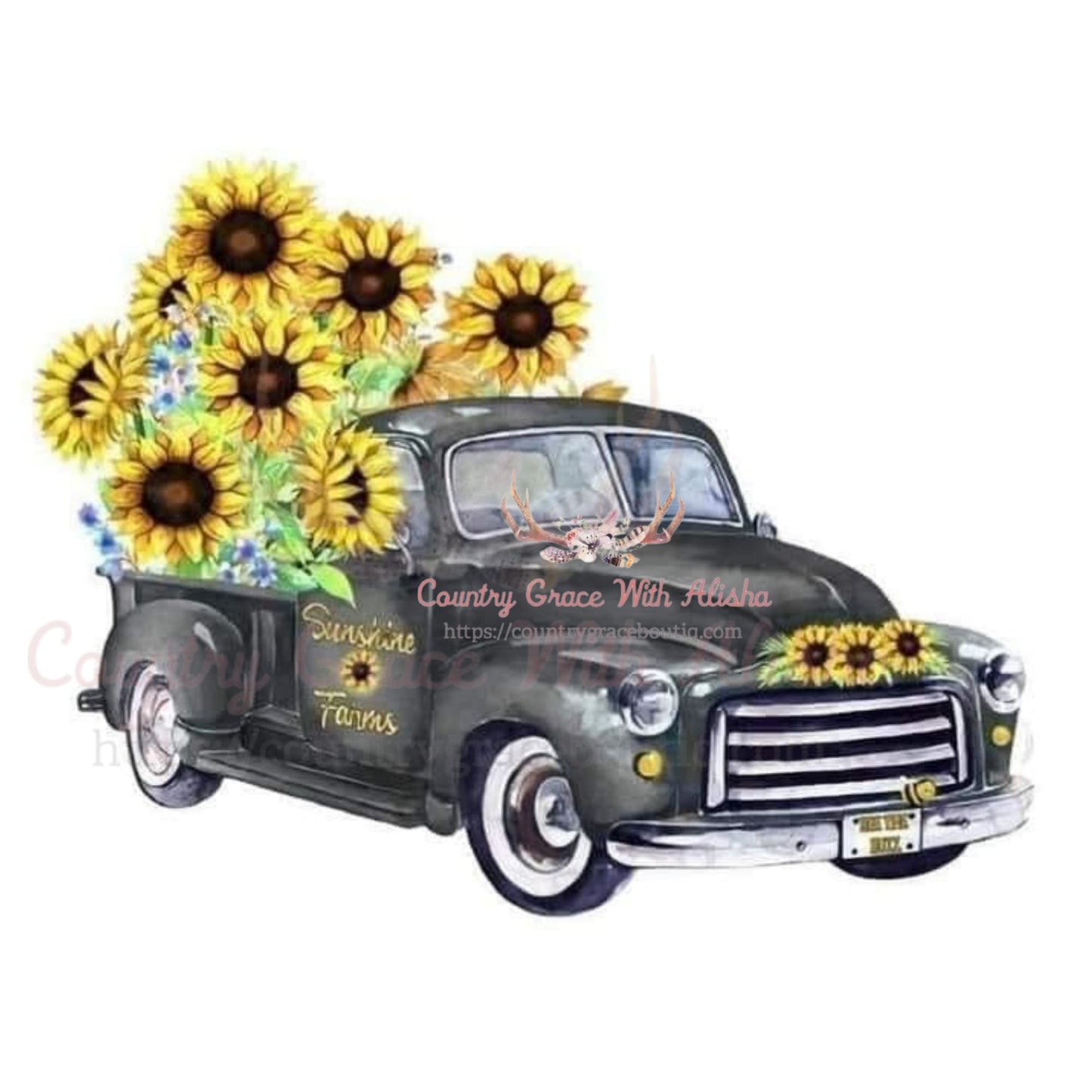 Old Truck Sunflower Sublimation Transfer - Sub $1.50 Country