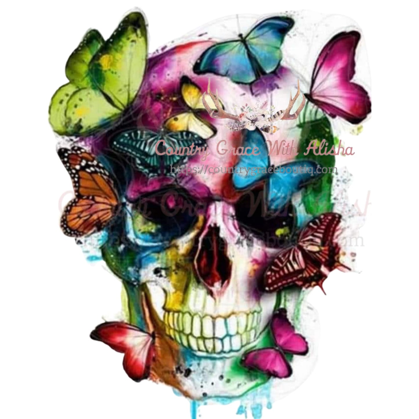 Skull Butterfly Sublimation Transfer - Sub $1.50 Country 